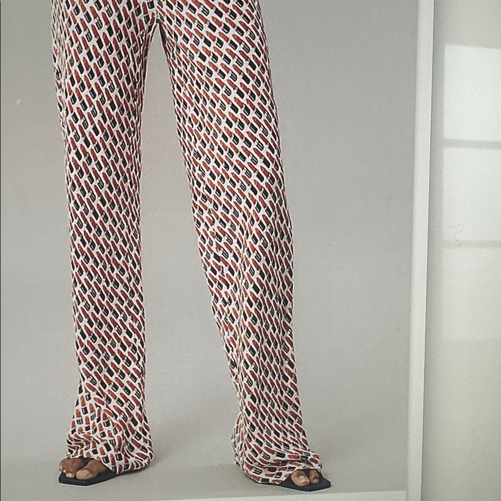 Anthropologie The Tilda Pants: Lipstick Print in  Size Small Tall - Picture 4 of 7